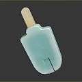 Refreshing Teal Ice Cream Bar With Wooden Stick And Glossy Surface