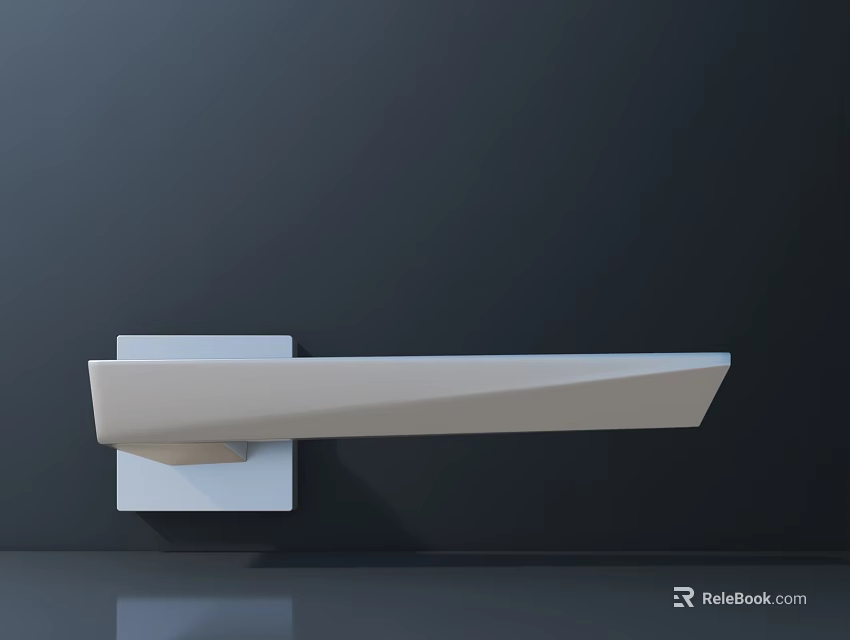 Modern White Door Handle with Sleek Minimalist Design Mounted on Dark Wall for Contemporary Decor 3d model 