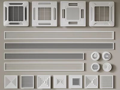 Different Styles Of Air Conditioner Vents For Home Wall And Ceiling Use 3d model