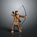 Medieval Archer Character With Falcon Perched On Arm Holding Bow And Arrow