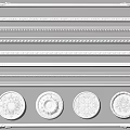 Decorative Gypsum Moldings Featuring Various Molding Styles And Circular Ceiling Medallions