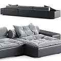 Modern Gray Sectional Sofa With Plush Cushions Soft Fabric And Corner Design 3d model