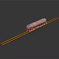 Modern Red And Silver Train On Railway Track With Metallic Surface