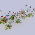 Vibrant Red and Pink Flowers with Green Stems and Lush Leaves in Natural Setting