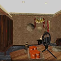 Rustic Farm Style Live Streaming Showcase With Various Fresh Agricultural Products And Professional Ring Lights