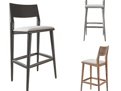 Modern Bar Stools With Diverse Designs Wooden Metal Frames And Upholstered Seats 3d model