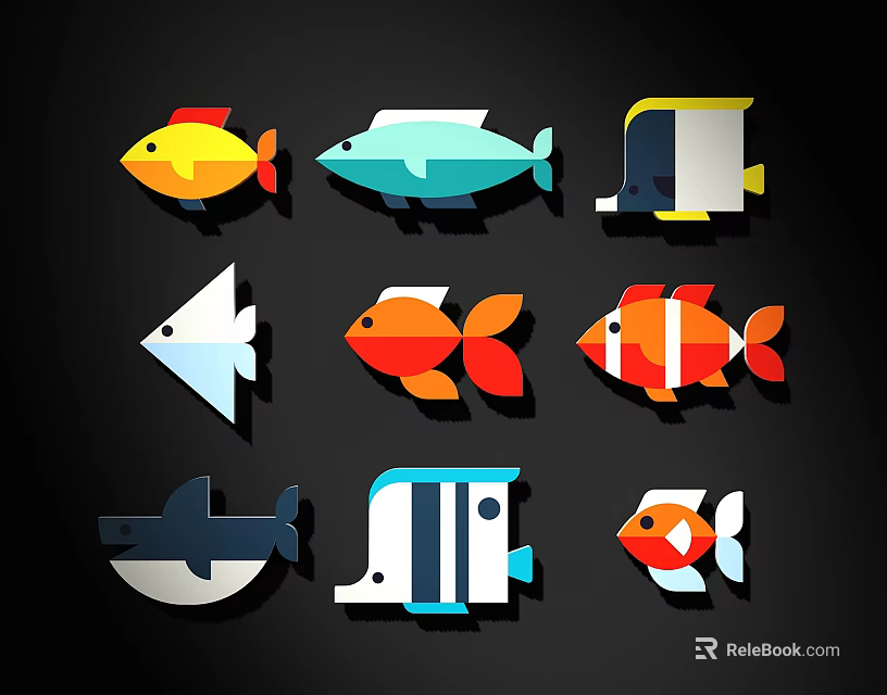 Colorful Cartoon Fish Shaped Wall Decor for Home Decoration With Various Designs 3d model 