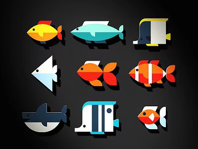 Colorful Cartoon Fish Shaped Wall Decor for Home Decoration With Various Designs 3d model