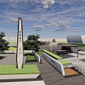 Modern Garden Landscape With Geometric Architecture Wooden Accents Water Feature And Lawn