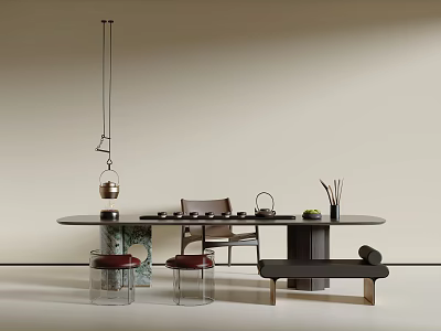 Modern Italian Tea Table and Chair Combination 3d model