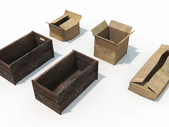 Paper Box Wooden Box Old Life Supplies 3d model