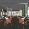Modern buffet restaurant 3d model