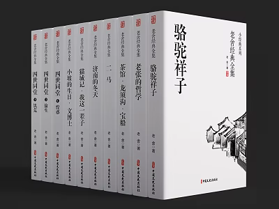 Chinese Classic Literature Book Collection With Famous Titles And Vintage Illustrations 3d model