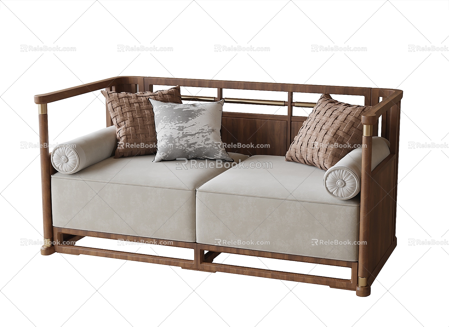 New Chinese-style double sofa 3d model