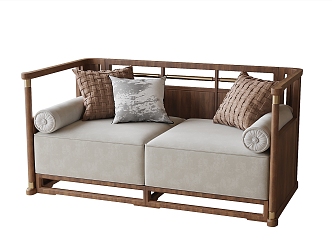 New Chinese-style double sofa 3d model