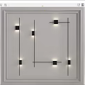 Modern Minimalist Black Geometric Wall Lamps with Symmetric Lines on White Wall Lighting