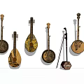 Chinese Musical Instruments Musical Instruments Combination National Musical Instruments Guzheng Pipa Erhu Qin Guqin Ancient Musical Instruments Guitar 3d model