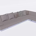 Modern Gray L Shaped Sectional Sofa with Soft Pillows and Upholstered Design 3d model