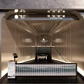 Modern Parking Garage Entrance With Curved Lighting White Sports Car Grilled Ceiling And Signage
