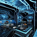 Modern KTV Room With Starry Sky Ceiling Blue Lighting Comfortable Sofas And Tables 3d model