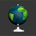 Modern Polygonal Globe Decorative Furniture With Silver Stand And Blue Green Surface Design