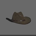 Brown Leather Cowboy Hat With Wide Brim Decorative Band And Metal Buckle