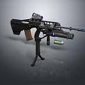 Modern Tactical Assault Rifle With Scope Grenade Launcher And Tripod Stand