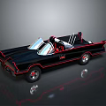 Batman Inspired Classic Black Car With Red Accents And Convertible Design