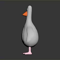 Cartoon Flying Animal 3D Model With Gray Body Orange Beak And Pink Feet