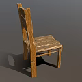 Rustic Wooden Leisure Chair With Slatted Back And Natural Plank Seat Design