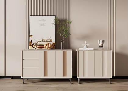 Cream Style Home Side Cabinet Entrance Cabinet 3d model