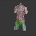 Giraffe Pattern Cycling Outfit with Namibia Logo Short Sleeves and Black Shorts