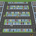 Eco Friendly Parking Lot With Neatly Arranged Parking Spaces Greenery And Parked Vehicles