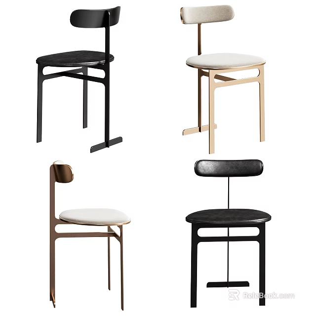 Modern Leisure Chairs With Various Designs Wooden Frames And Comfortable Seats 3d model