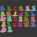 Colorful A-Z Alphabet Letters Decorative Ornament Set with Glossy Gradient Colors for Home