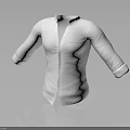 White Minimalist Shirt With Stand Up Collar Rolled Up Cuffs And Front Pocket Design