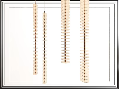 Modern Minimalist Spiral Chandeliers With Light Wood Layered Structure For Interior Decor 3d model