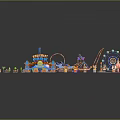 Kids Fun Amusement Park With Colorful Rides And Various Playground Attractions