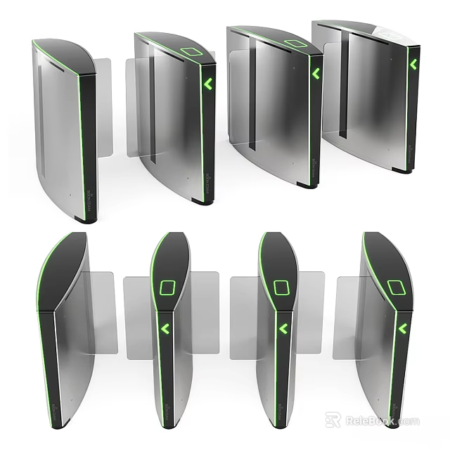 Modern Home Decorative Ornament Set With Silver Black Metal And Green Accents 3d model 