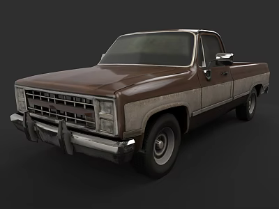 Vintage Brown And Silver Pickup Truck With Classic Retro Exterior Design 3d model