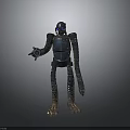 Blue Mechanical Robot Character With Long Spiral Legs And Metallic Texture 3D Model Design