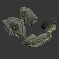 Gray And Black Mechanical Equipment Components With Circular Structures And Textures 3d model