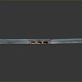 Detailed Urban Street Section Model With Blue Curb Gray Paving Tiles and Metal Manhole Cover