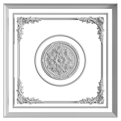 Ornate Decorative Ceiling With Floral Pattern And Frame 3d model
