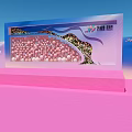 Vibrant Stage Design With Pink Decorative Balls And Blue Background Lighting