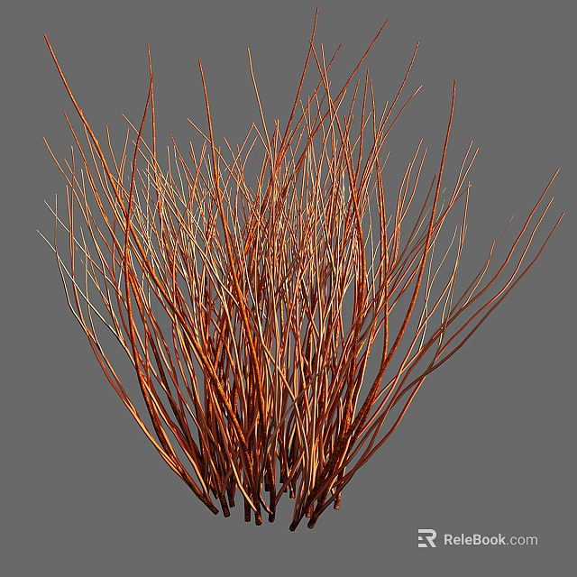 Vibrant Orange Red Shrub With Slender Branches For Modern Garden Decoration 3d model 