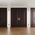 Dark Brown Security Doors With Paneled Design Double And Single Door Styles 3d model