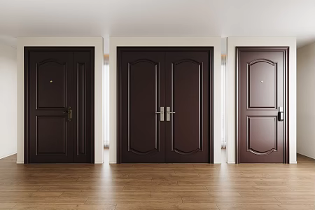 Modern entry door combination security door double door lock 3d model