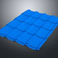 Blue Corrugated Roofing Tiles for Building Construction with Wavy Pattern 3d model