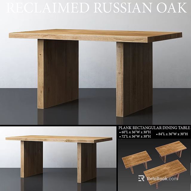Plain Rectangular Wooden Dining Table With Simple Modern Design And Sturdy Structure 3d model